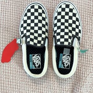 Vans Kids Checkered Slip-On Shoes - Black and White